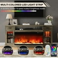 thumbnail image 2 of DreamCurship Fireplace TV Stand for TVs up to 80", Farmhouse TV Stand with Electric Fireplace, Glass Door Entertainment Center with Led Light, Media Console Table for Living Room, Gray, 2 of 7