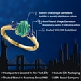 thumbnail image 2 of Gem Stone King 10K Yellow Gold Green Malachite and Blue Created Sapphire Engagement Ring for Women | 2.50 Cttw | Oval 8X6MM | Gemstone Birthstone | Size 9, 2 of 6