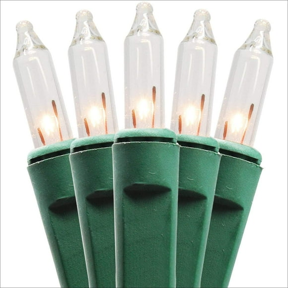 Holiday Essence Chasing Christmas Lights, 8 Function Controller 140 Clear Mini Bulbs Green Wire Indoor String Lights, 31.2 Feet Long Holiday Decor