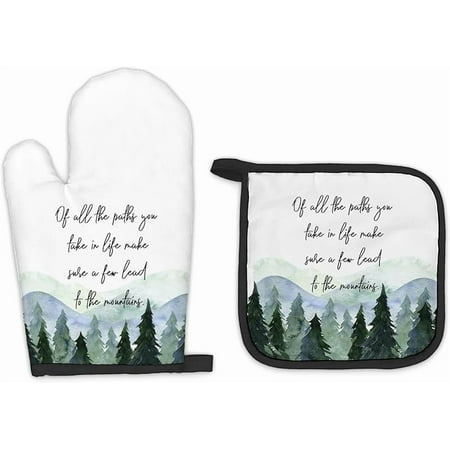 Camping Gifts Oven Mitts and Pot Holders Sets Happy Camper Gifts Rv Kitchen Accessories Sets Camping Themed Home is Where We Park It Heat Resistant Oven Glove Potholders for Kitchen Cooking
