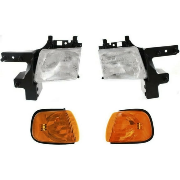 Geelife Headlight Kit For 1500 2500 3500 B1500 B2500 B3500 Van Left and Right 4Pc