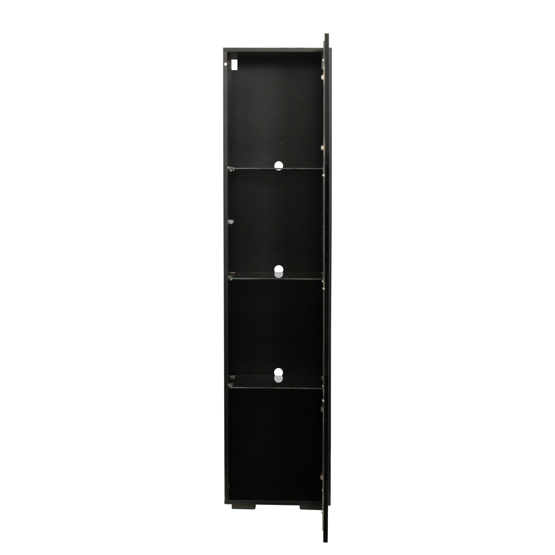 DEALTOPS Modern Display Cabinet with LED Lights, Lighted Glass Curio Cabinet with Glass Shelves, Black