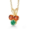 thumbnail image 2 of Gem Stone King 14K Yellow Gold Orange Sapphire and Green Zirconia 3-Stone Pendant Necklace for Women (0.43 Cttw, Gemstone September Birthstone, Round 3MM, 18 inch Chain), 2 of 4