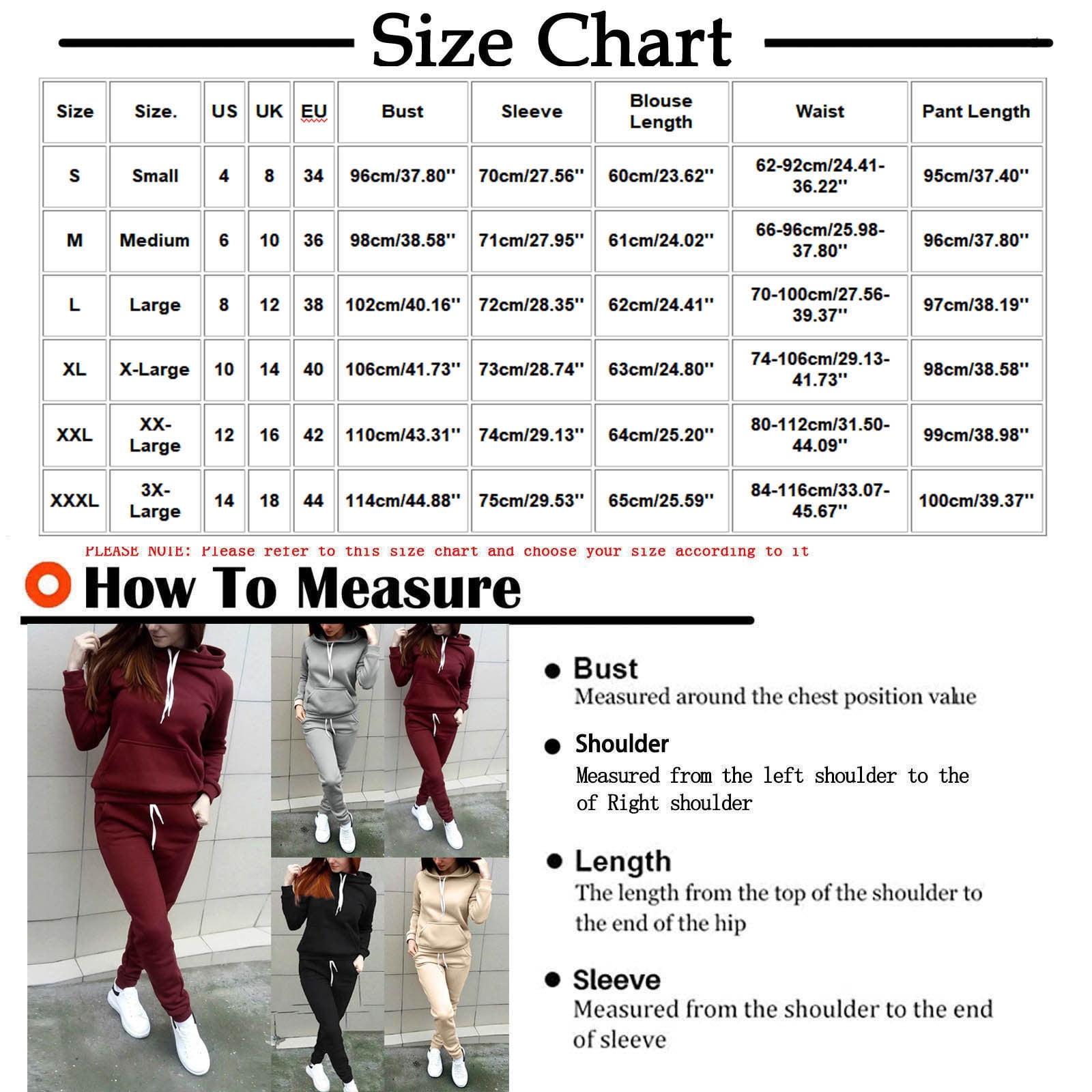 hotojiny Women Jogger Outfit Matching Sweat Suits Long Sleeve Hooded Sweatshirt and Sweatpants 6 Piece Workout Sets Tracksuit Womens Clothes