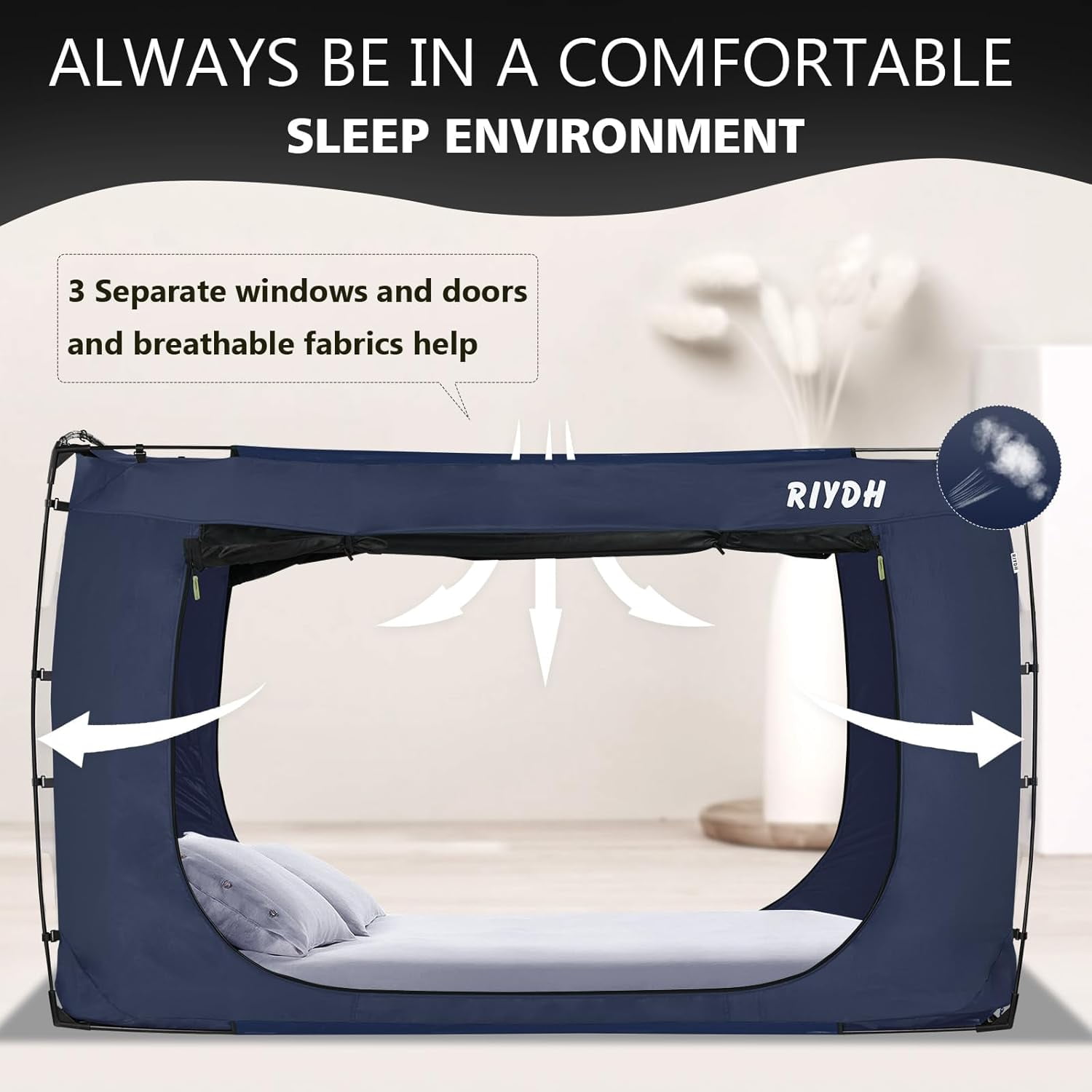 Bed Tent Bed Canopy Bunk Twin Size Tents for Adult and Kids- Portable Dream Tent Indoor Sleeping Tents 93% Blackout with 3 Doors Breathable Big Space Tents