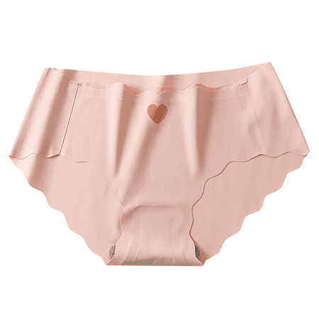 Fulorrnie Women s Mid Rise Seamless Panties Heart Print Cotton Gusset Breathable Underwear for Summer  No Visible Panty Line  Orange  XL