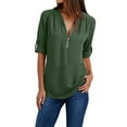 thumbnail image 2 of Womens Summer Plus Size Adjustable Sleeves Button Loose Shirt Chiffon Zipper Tops for Women, 2 of 8