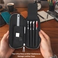 thumbnail image 2 of Hiram Genuine Leather Pencil Case with 4 Slots, Handmade Multifunctional Zipper Fountain Pen Bag, Student Stationery Pen Box (Black), 2 of 9