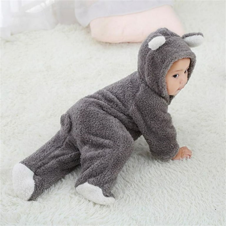 Koala Onesie in Velour for Girls - light grey