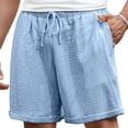 thumbnail image 2 of CHGBMOK Mens Solid Trendy Textured Shorts Elastic Waist Drawstring Casual Shorts Lightweight Breathable Summer Beach Shorts, 2 of 5