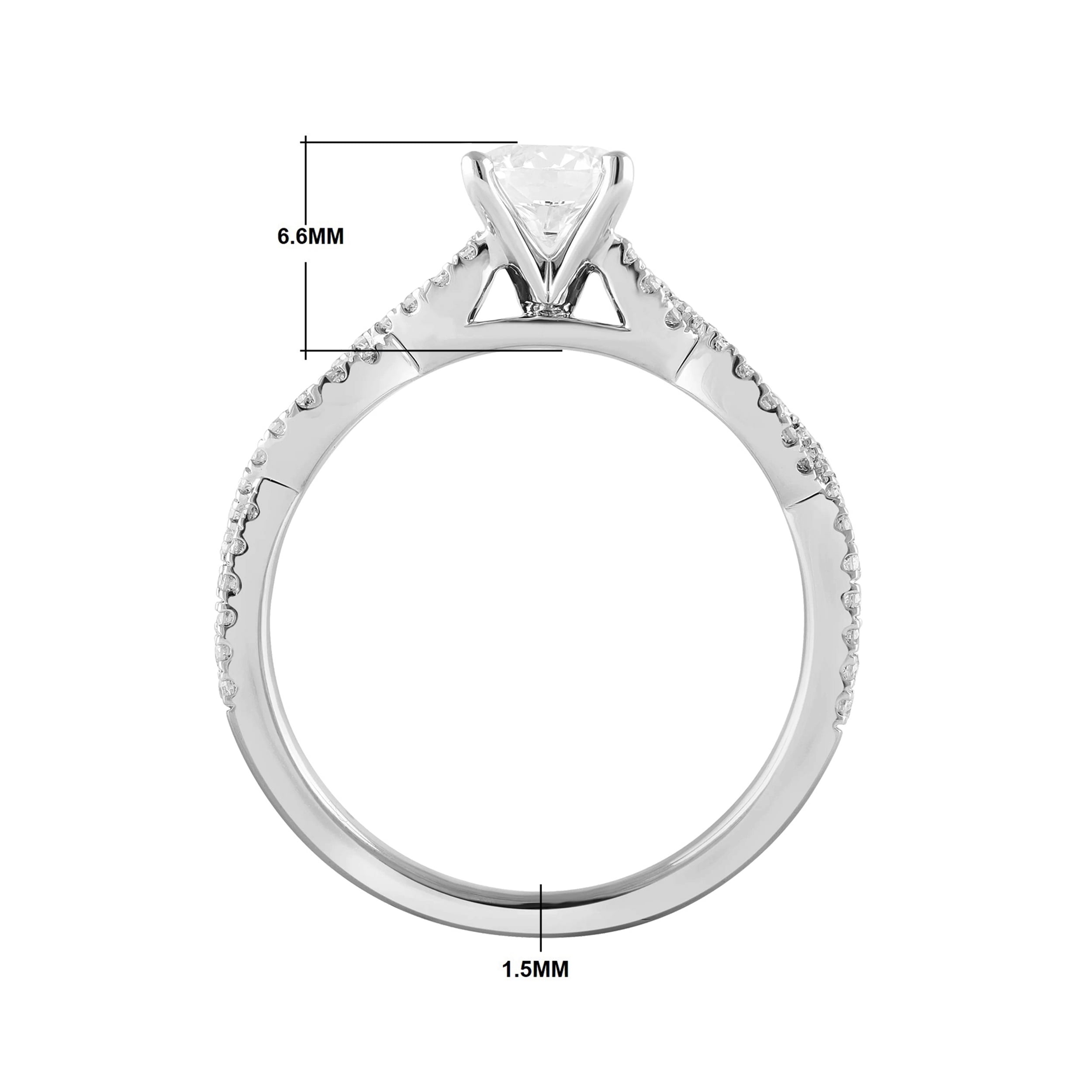 Unique Moments 1 Ct Round Lab Grown Diamond Engagement Ring in 10K White Gold (J, SI-I1)