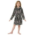 thumbnail image 6 of FORMRS Niños Bathrobe Unisex Hooded Robe Soft Plush Pajamas Sleepwear, Size 4-6T, Dark Flowers Pattern, 6 of 7