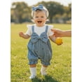thumbnail image 5 of Newborn Baby Girl Summer Clothes Short Sleeve Bubble Romper Bow Shorts Jumpsuit Infant Outfit 1-18M, 5 of 9