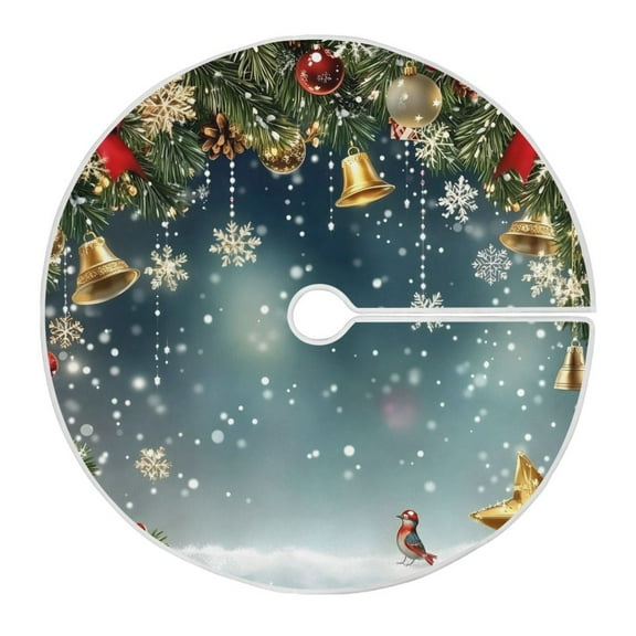 Ryvnso Christmas Tree Skirt Bell Bow Xmas Tree Skirts Ornament Home Decorations 35.4"