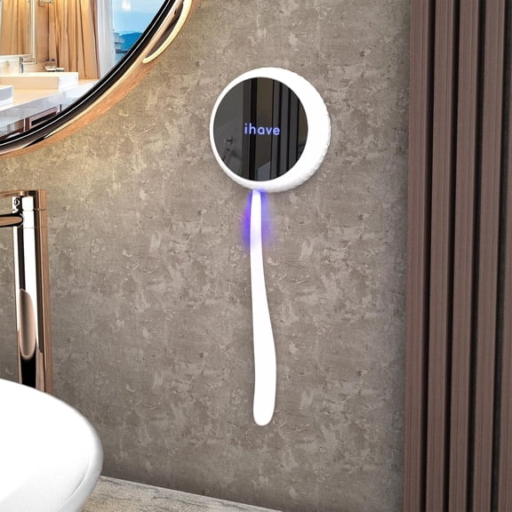 iHave UV Toothbrush Sanitizer Holder with Auto Cycle Disinfection, Magnetic Wall Mount for Manual Electric Brushes, Portable for Home Apartment Bathroom Decor Travel