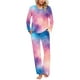 thumbnail image 1 of Puntoco Conjuntos de pijama cómodos para mujer, conjunto de pijama con cuello redondo, pantalones y bolsillo con estampado navideño para mujer, 1 of 5