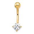 thumbnail image 4 of 10k Yellow Gold Polished Open back Screw back With 5mm Square CZ Cubic Zirconia Simulated Diamond Belly Ring Dangle Jewe, 4 of 4