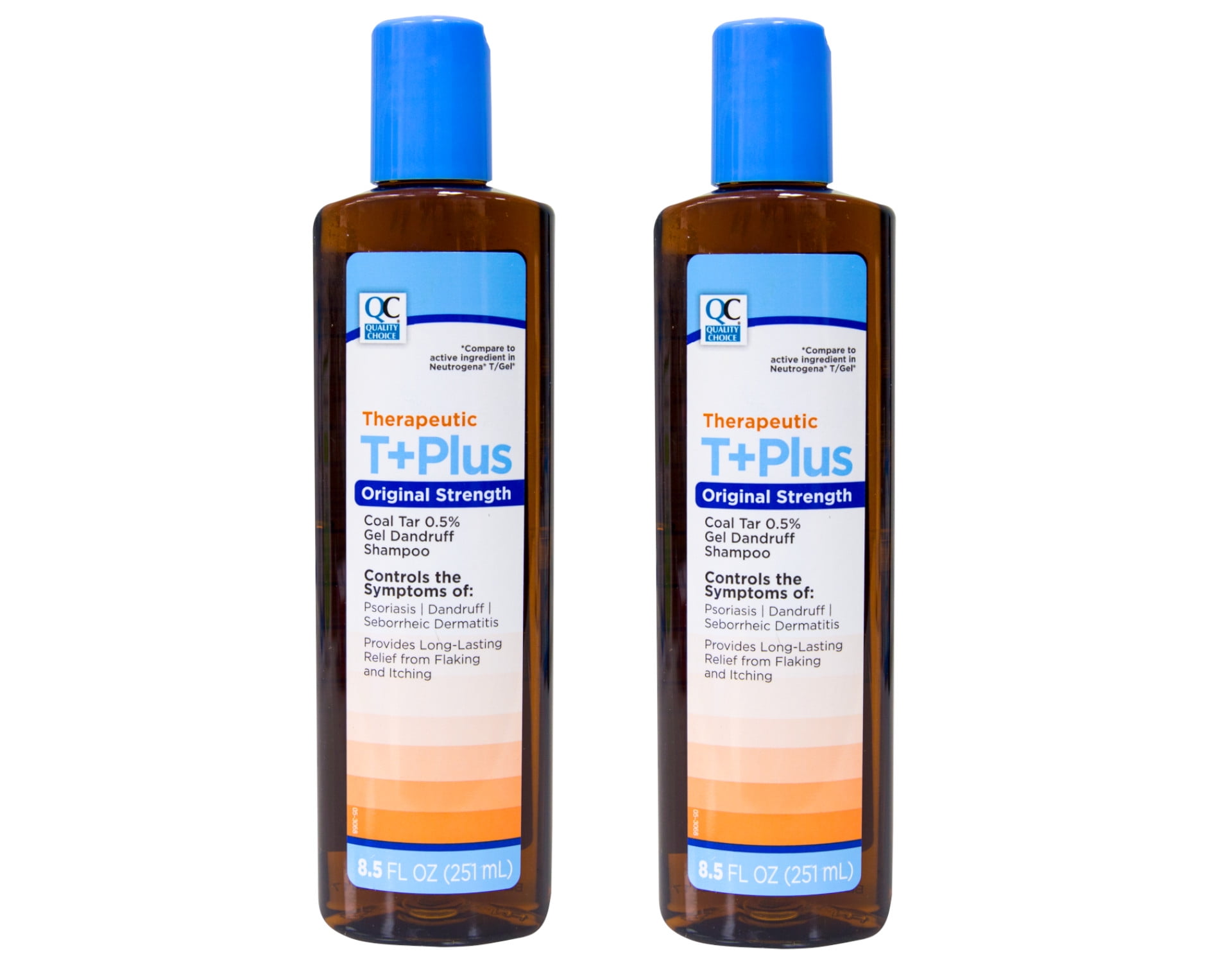 Quality Choice Therapeutic T+Plus Original Strength Coal Tar 0.5% Dandruff Shampoo 8.5 Fl. Oz. - Pack of 2