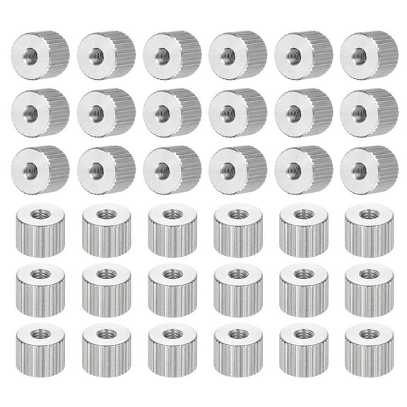 M3 Knurled Thumb Nuts, 50pcs Nickel Plated Flat Head Through Hole Round Knob Fasteners Screw Cap for 3D Printer Parts, D8mm x H6mm