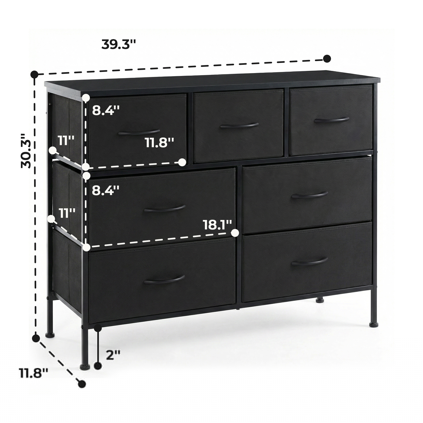 Alvantor Tall Dresser Fabric Storage Tower ,Wooden Top for Kid Room, Closet, Entryway, Nursery
