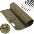thumbnail image 3 of AAOMASSR 22 slots Paint Brush Case Canvas Paint Brush Holder, Roll Up Storage Bag Holder Canvas Wrap for Acrylic Watercolor Brush, 3 of 5
