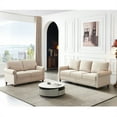 thumbnail image 3 of 2 Pieces Sofa Set, Living Room Sofa Couch Set, Linen Fabric Upholstery Loveseat and 3 Seats Sofa with Storage Space and Wood Legs, Accent Sofa for Living Room Office, Beige, 3 of 7