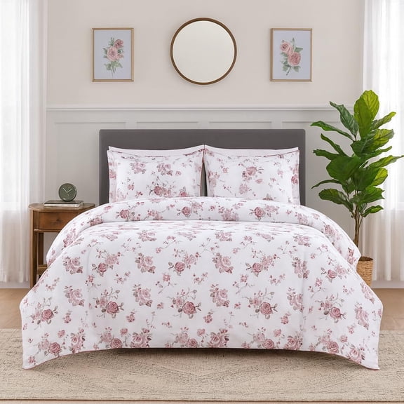 Dreamology 3 Pieces Printed Microfiber Duvet Cover Queen with Pillowcases, Soft and Durable
