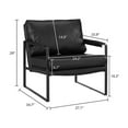 thumbnail image 3 of 27" Black Faux Leather and Metal Arm Chair, 3 of 7