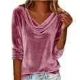 thumbnail image 3 of Elegant Stain Cowl Neck Tunic for Women 3/4 Sleeve Solid Blouses Dressy Casual Wear Ideal for Office Days Weekend Brunch and Date Nights, 3 of 7