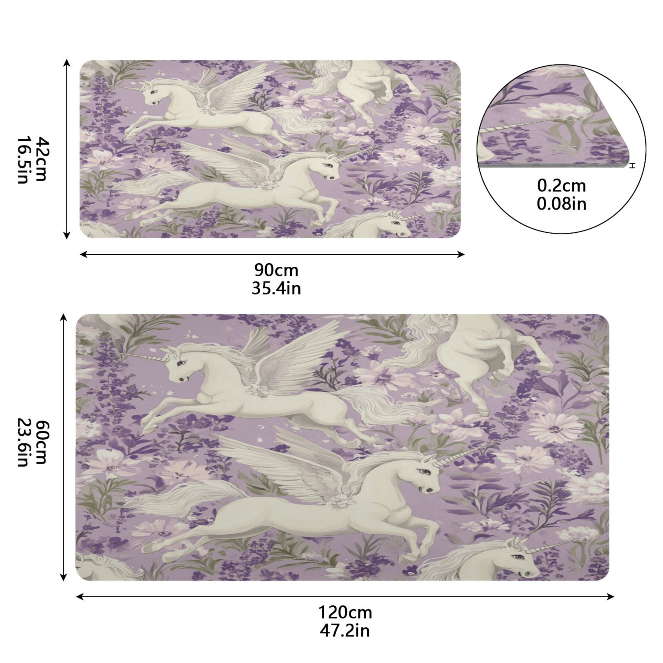 Leather Keyboard and Mouse Desk Mat Office Desk Accessories Protective Office Desk Decor Desk Pad Mat for Gaming, Work from Home, Office White Unicorns and Pegasi 16.5" x 35.4"