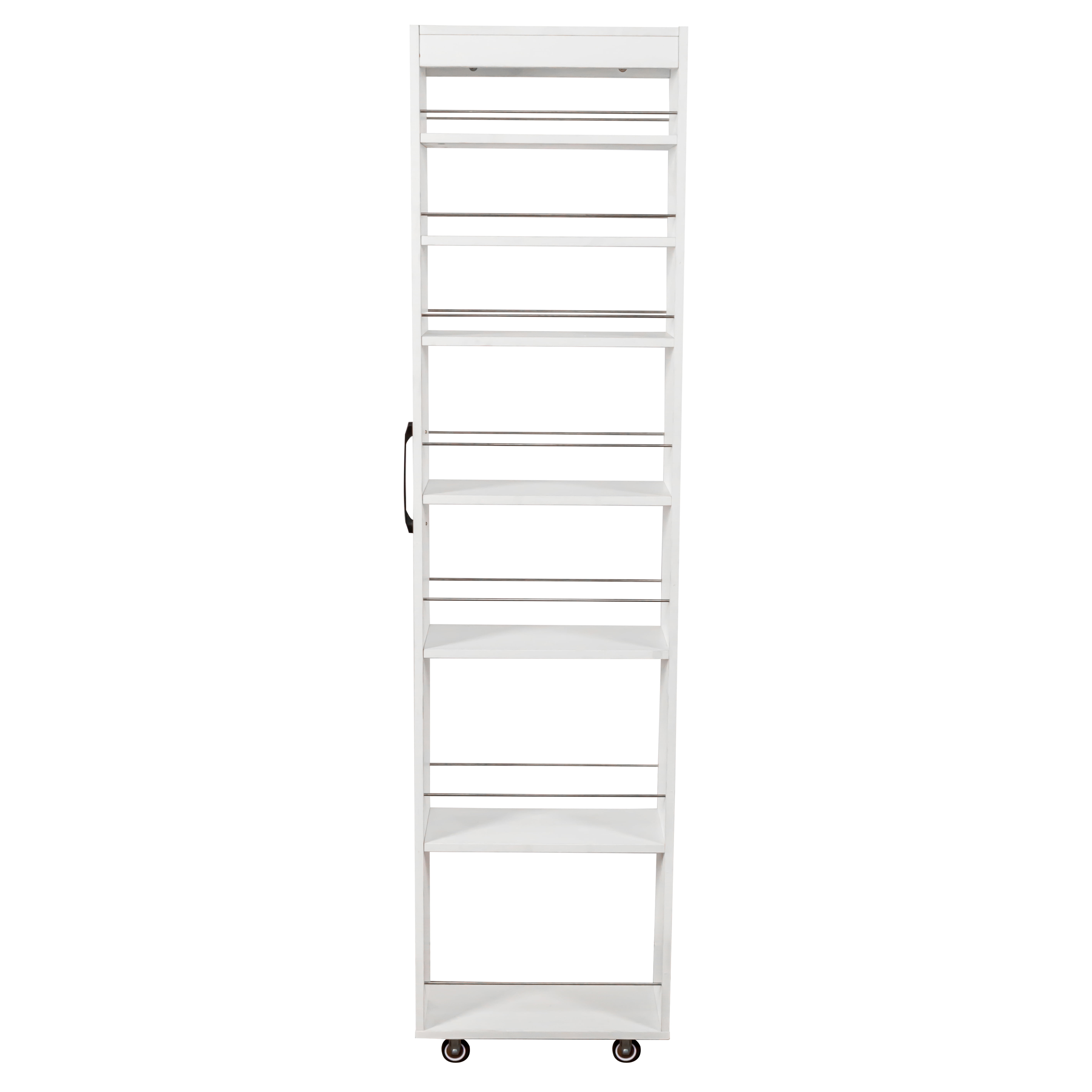 7-Tier Slim Pull-Out Storage Shelf Rolling Utility Cart for Small Kitchen Spaces, White