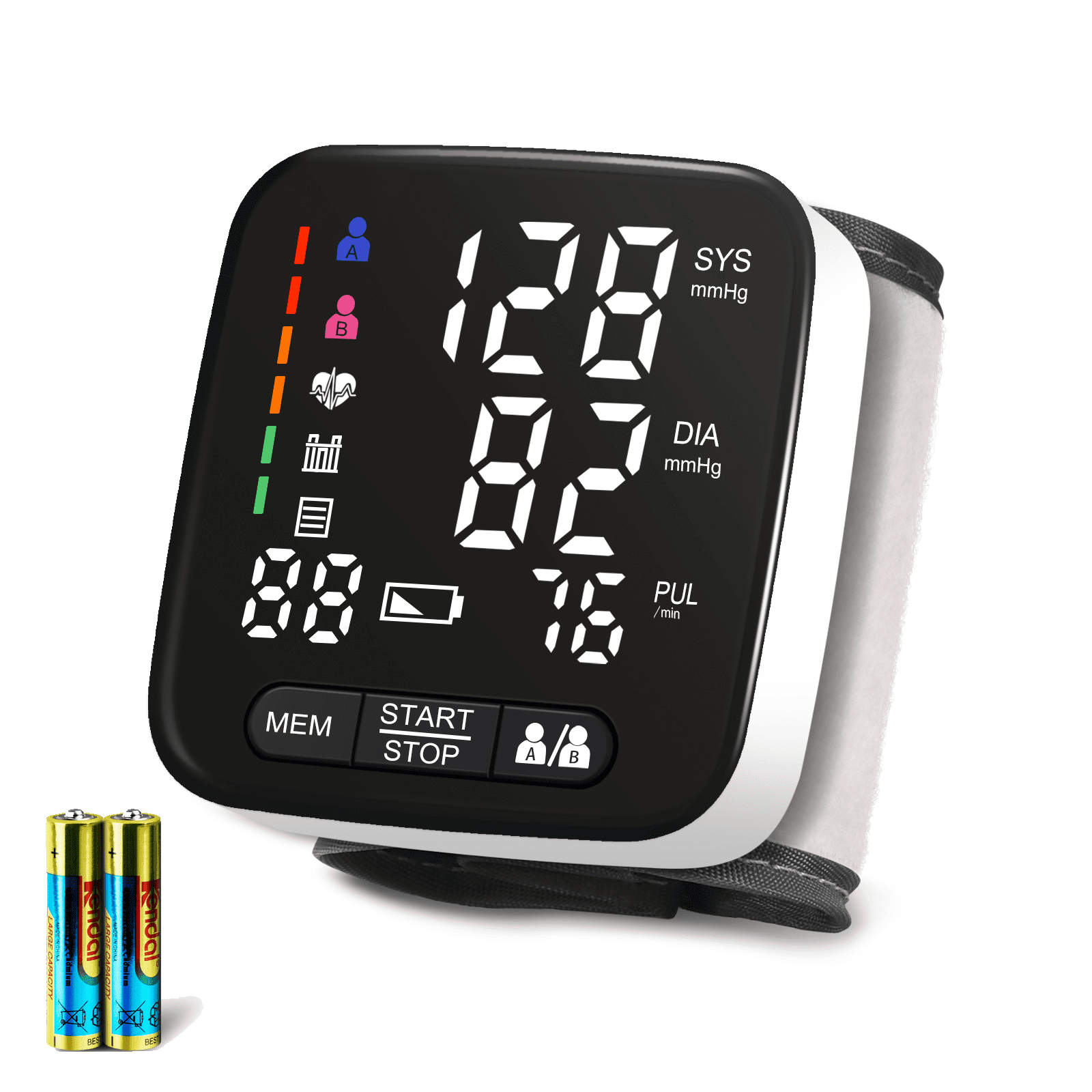 Wrist Blood Pressure Monitor, Tovendor Digital BP Machine with Adjustable Cuff, Heart Rate Detection, Large LED Display, 90*2 Reading Memory Professional Health Monitor for Home and Travel