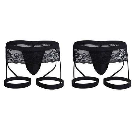 2 Pack Mens Underwear Lace Thong Enhance Pouch Bikini Briefs Pants Lingerie Dress with Leg Straps Womens Lingerie Lingerie Push up for Women 5x Lingerie for plus Size Women Valentines