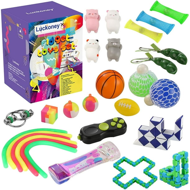 28 Pack Sensory Fidget Toys Set Liquid Motion Timer Grape Ball Flippy Chain Stretchy String Squeeze A Bean Soybeans Slime Mesh Marble Mochi Squishy For Adhd Autism Stress Anxiety Relief Adult Kids Walmart Com Walmart Com