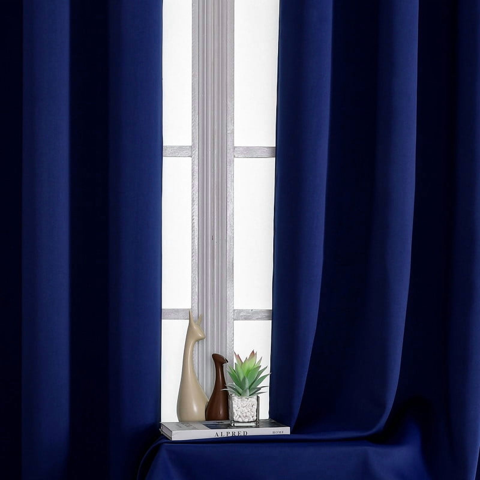Utopia Alley Solid Blackout Window Curtains for Bedrooms and Living Rooms, Polyester Curtains, 2 Panels Set, (52" W × 96" L, Navy Blue)