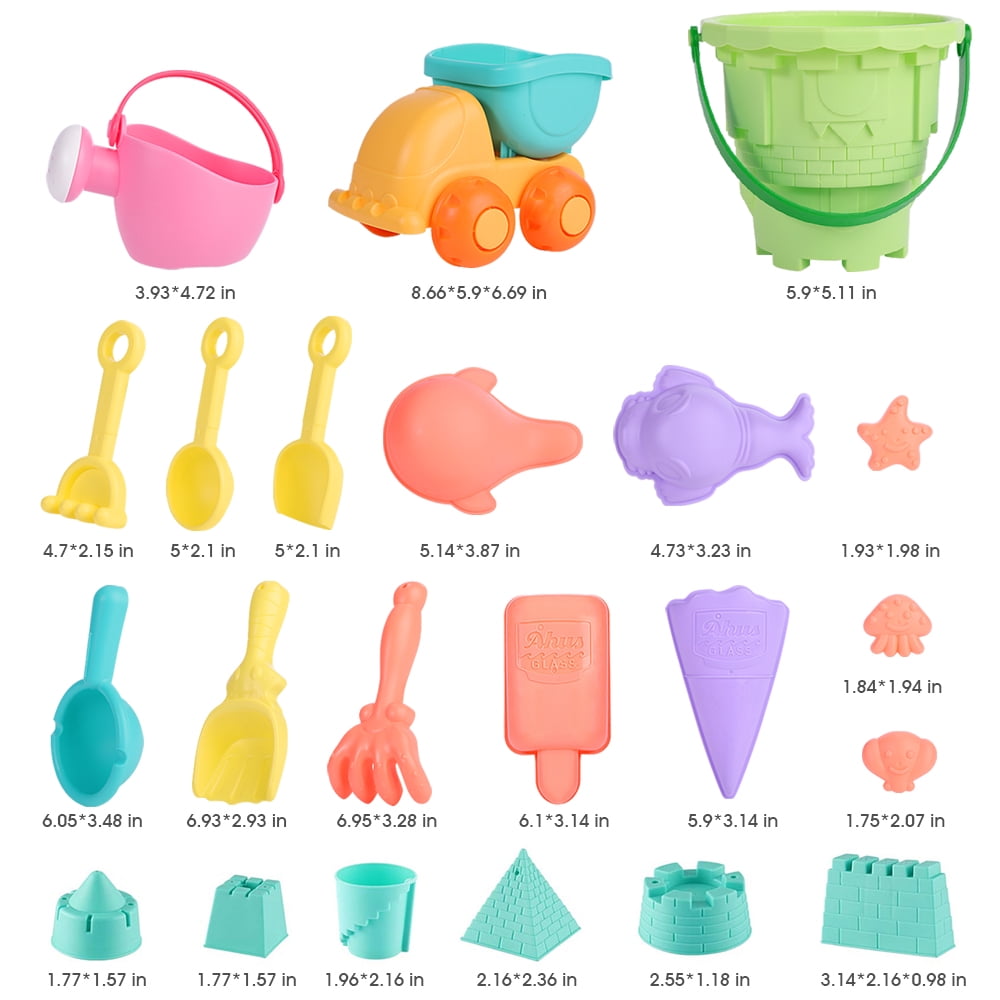 Best Silicone Toddler Beach Toy Set for Travel -Won't Break Like Plastic Baby Beach Toys Silicone Beach Toys for Kids Shovel & Accessories Baby Sandbox Toys Collapsible Beach Bucket 