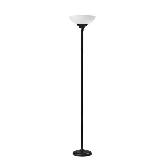 Adesso Glenn 300W Torchiere Black and Frosted Plastic