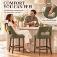 thumbnail image 5 of SESSLIFE Bar Stools Set of 2, 26" Counter Height Bar Stools with Open Back, Modern Upholstered Kitchen Island Stools with Solid Wood Legs, Bar Chairs for Dining Room, Green, 5 of 9