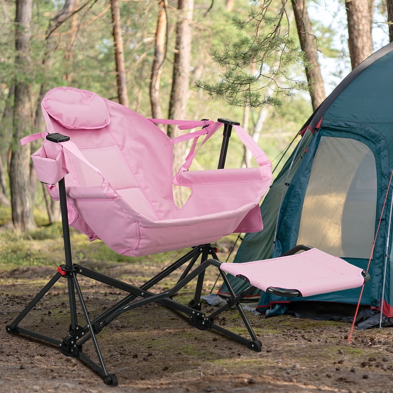 Ainfox Foldable Portable Rocking Camping Chairs with Footrest,Cup