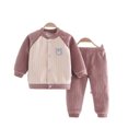 thumbnail image 2 of Esaierr Baby Girls Thermal Underwear Set Warm Long Pants Top Set Winter Comfort Soft Fleece Clothes for 3M-24Y, 2 of 5