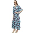 thumbnail image 1 of Bimba Caftan en Coton Long Kaftan Femme Robe de Nuit Kimono Bleu Couvre-Maillot Robe-22, 1 of 5