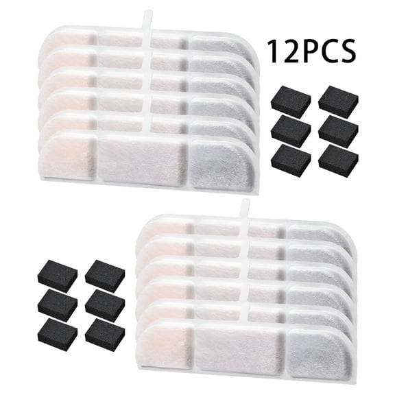 ACDANC Cat Water Fountain Filter, Pet Fountain Filter Replacement Filters Compatible with 84oz/2.5L Cat Water Fountain (12pcs, 1set)