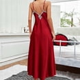 thumbnail image 4 of GUACER Womens Lace Trim Sleepshirts Sexy Backless Slip Nightgowns Elegant Satin Sleep Dresses, 4 of 6