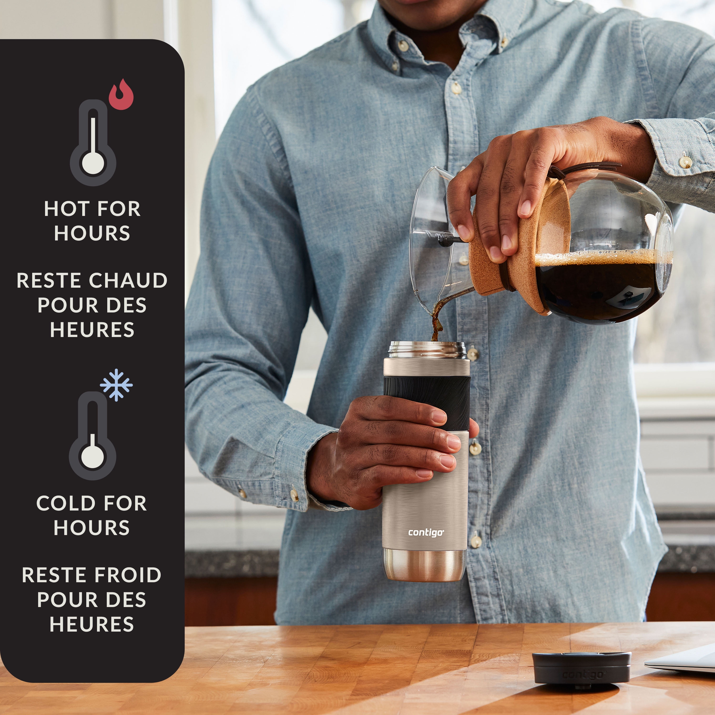 Contigo Byron 2.0 Stainless Steel Travel Mug with SNAPSEAL Lid and Grip, 20 oz (591 ml), Brown Sugar, 1 Count