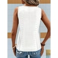 thumbnail image 3 of Tank Top for Women Loose Fit Sleeveless V Neck Tops Dressy Casual Eyelet Summer Flowy Blouse White S, 3 of 5