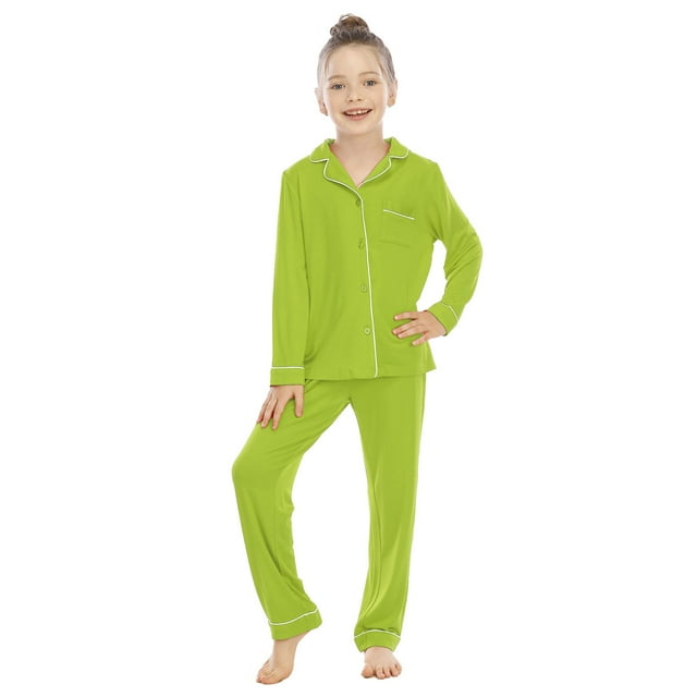 Unisex Toddler Pajama Set Long Sleeve Two-Piece Outfit Comfortable Fabric Button Up Collar Loose Fit Homewear