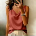 thumbnail image 4 of Womens Silk Satin Tank Tops V Neck Casual Cami Sleeveless Camisole Blouses Summer Basic Tank Shirt Red XL, 4 of 4
