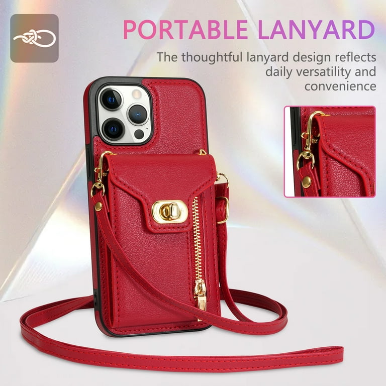 ELEHOLD for Apple iPhone 12 Pro Max Zipper Pocket Case, Flip PU