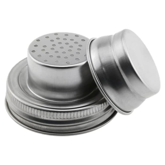 Eqslft 1PCS Stainless Steel Mason Jar Shaker Lids With Silicone Sealing Rings Standard Caliber Multi Functional Leak Proof Seasoning Lids,For Pepper Kitchen Cooking