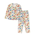 thumbnail image 1 of Fotbe Cartoon Transportation Conjunto de Pijama de Manga Larga para Mujer con Estampado, Ropa de Dormir de 2 Piezas, Conjunto de Casa Suave y Cómodo con Bolsillos-Small, 1 of 7
